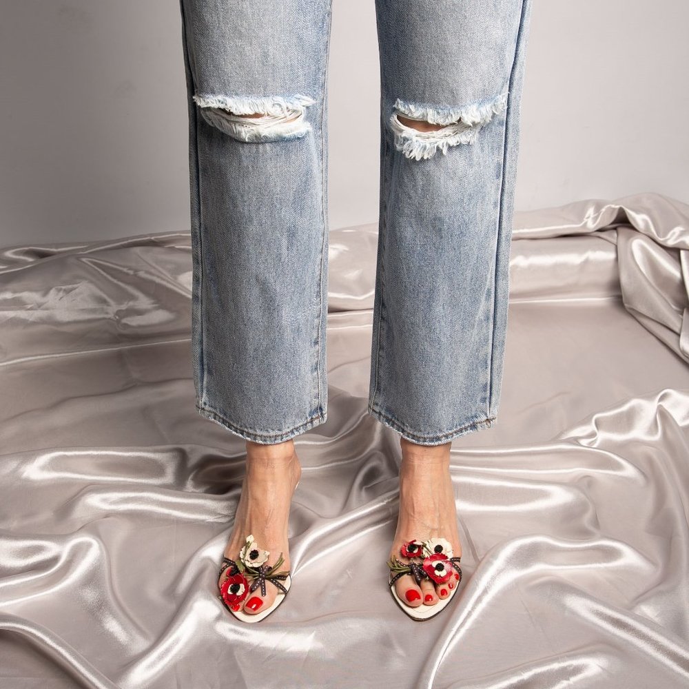 Very Rare PRADA White Florals Sandals - Picture 8 of 9